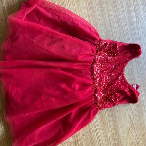 Red Glitter Baby Doll Dress